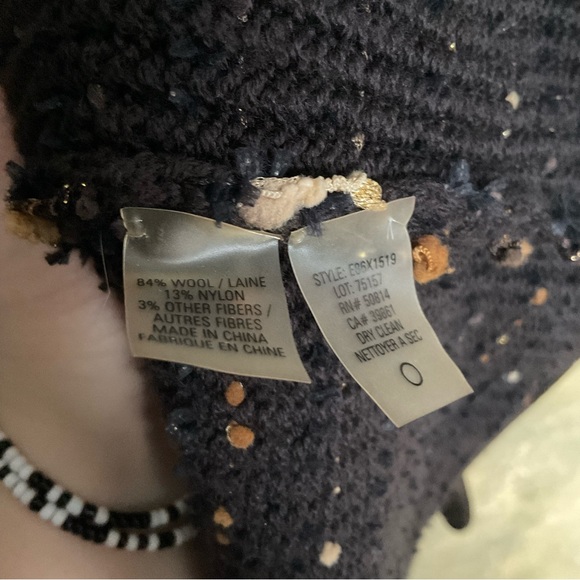 Elie Tahari Wool Blend Marled Knit Detailed Long Cardigan - Picture 9 of 10